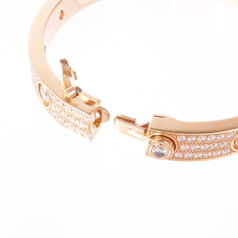 CARTIER 18K玫瑰金Love Bracelet鑽石手鐲Cartier#16-6