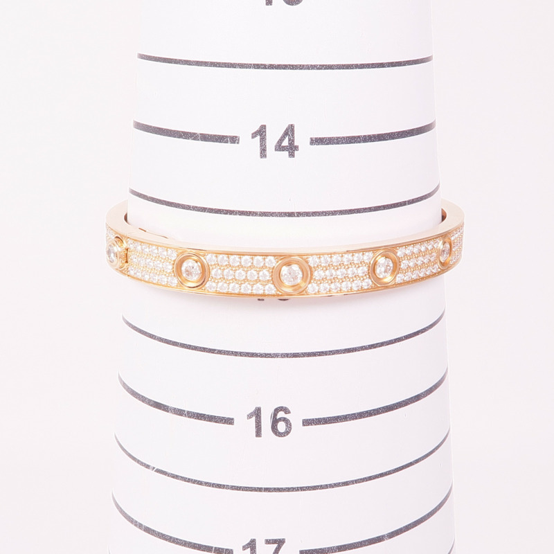 CARTIER 18K玫瑰金Love Bracelet鑽石手鐲Cartier#16-10