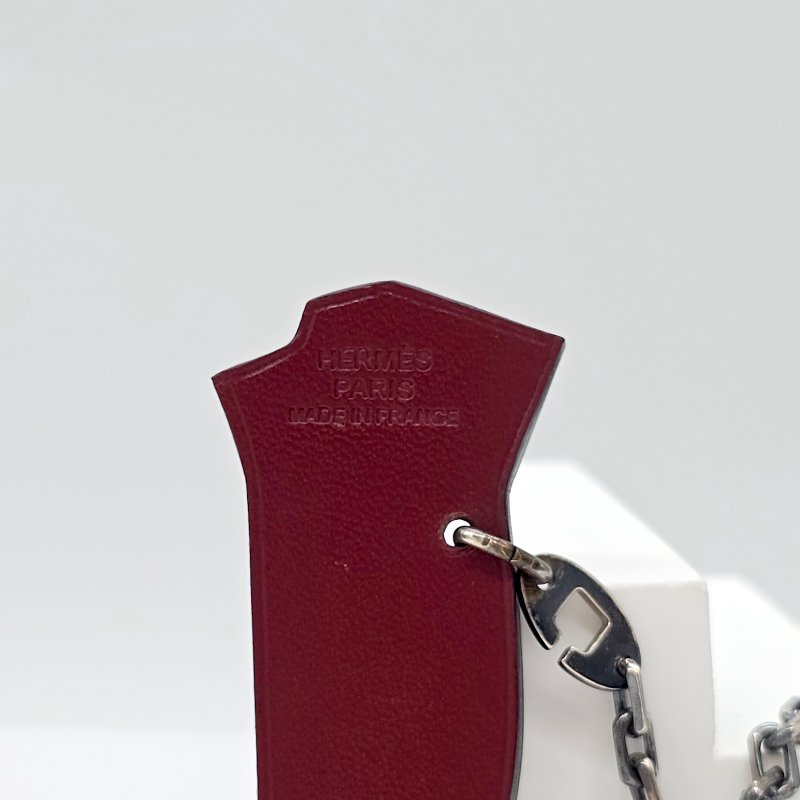 HERMES 鑰匙圈 靴子口禮物 牛皮革 925銀-5