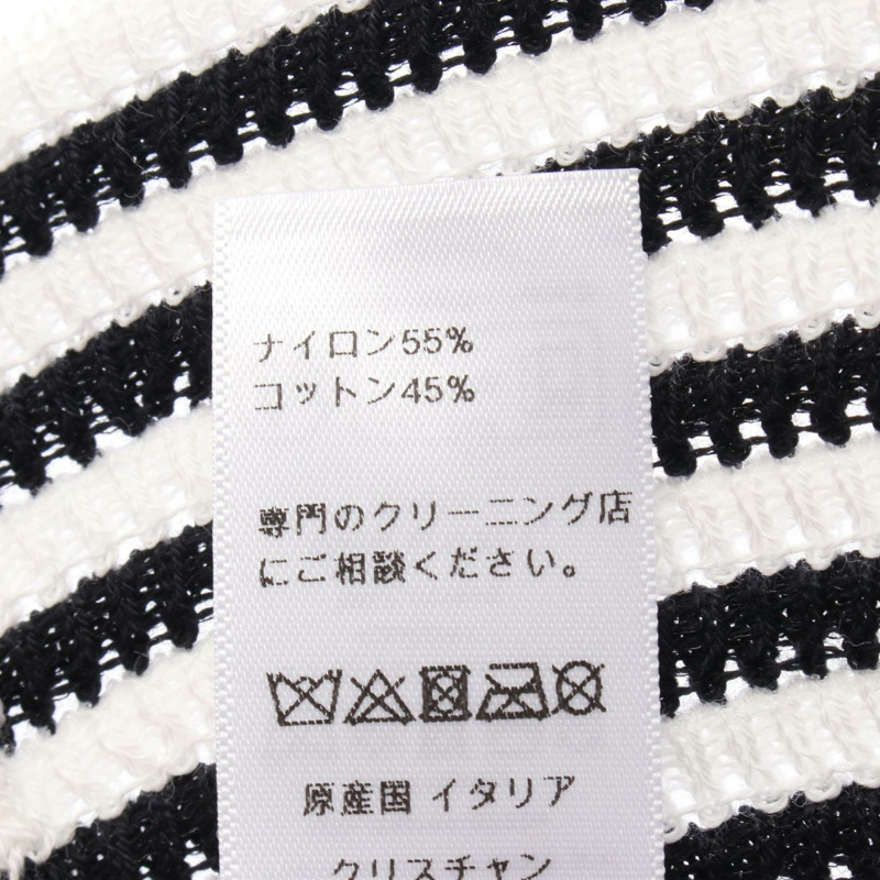 Christian Dior D-Tulipe Cloche 帽子，滌棉混紡，黑白配色，二手女款 #S-4