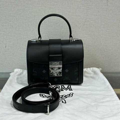 MCM 黑銀TracySatchel手提肩背斜背包18*14*10 全新閒置配件塵袋