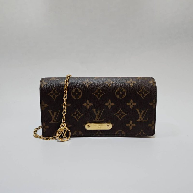 LV 原花金釦下蓋Lily WOC側背包M82509-0