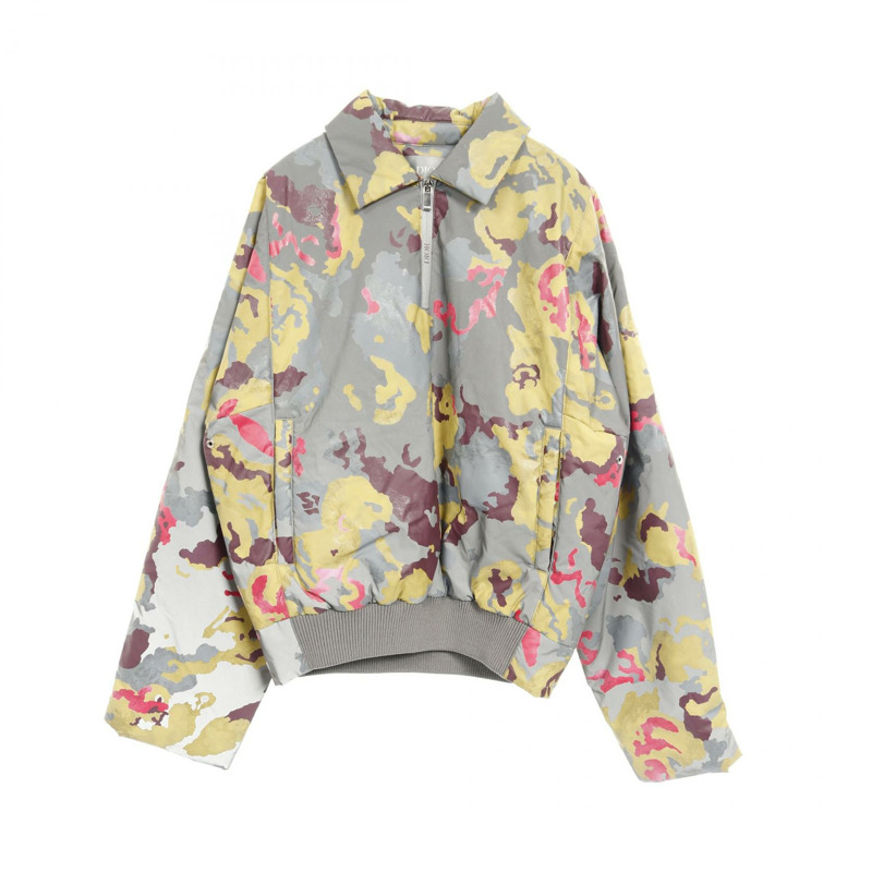 Christian Dior 迷彩反光半拉鍊夾克，聚酯纖維，灰色，男 #46-0