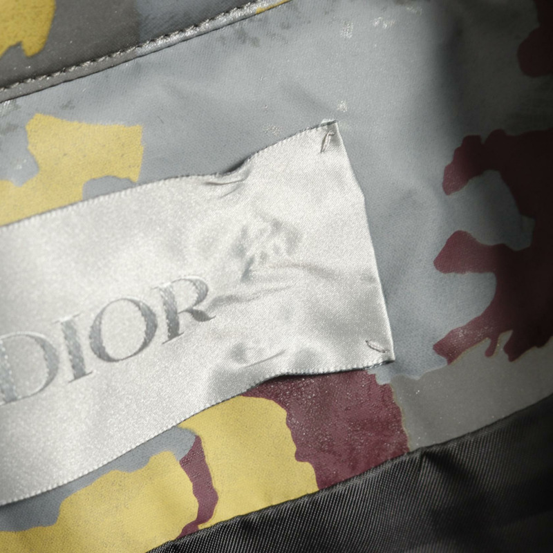 Christian Dior 迷彩反光半拉鍊夾克，聚酯纖維，灰色，男 #46-4