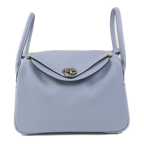 HERMES Evercolor皮革Lindy 26銀扣手挽肩背兩用袋8U Bleu Glacier