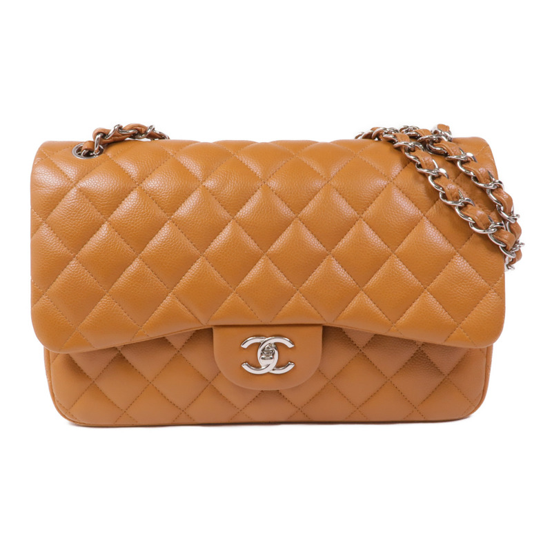 CHANEL 牛皮皮革Large Classic銀扣鏈帶肩背袋-0