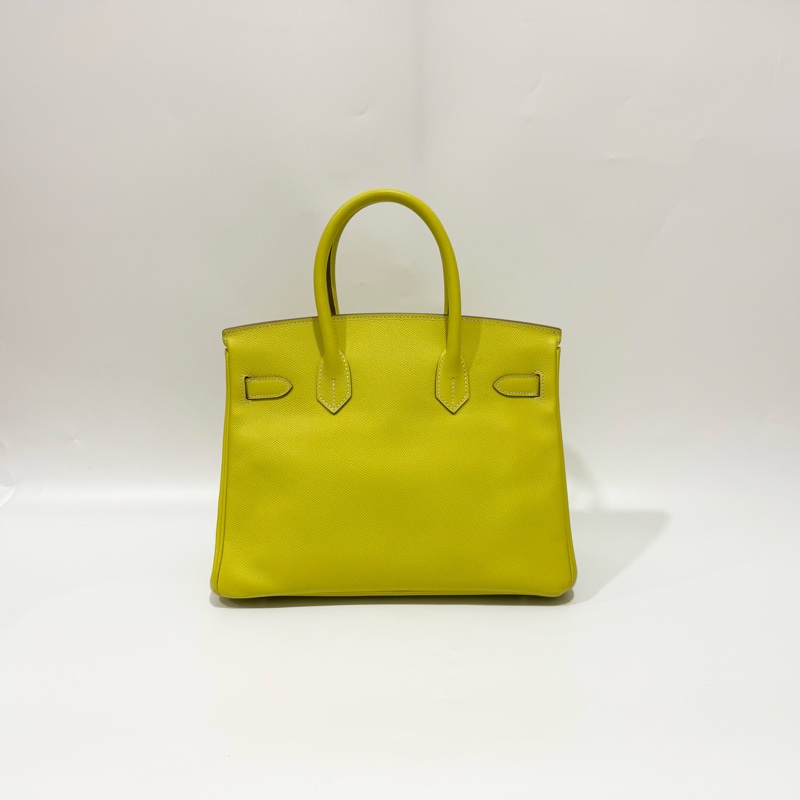 HERMES萊姆黃拚灰色銀釦EPSOM皮BIRKIN30-1