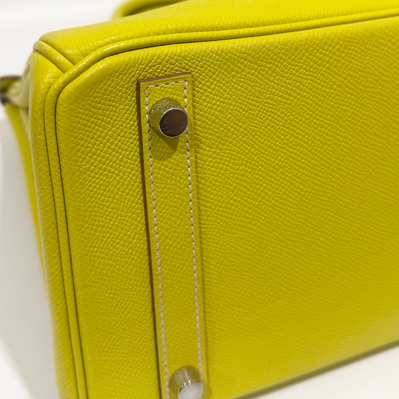 HERMES萊姆黃拚灰色銀釦EPSOM皮BIRKIN30-8