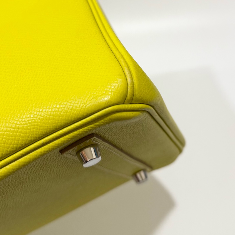 HERMES萊姆黃拚灰色銀釦EPSOM皮BIRKIN30-11