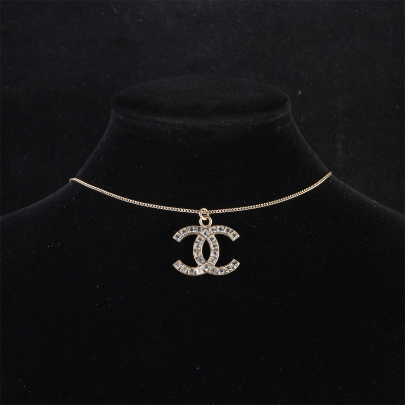 CHANEL(香奈兒) 合金 雙C 方鑽 項鏈-0