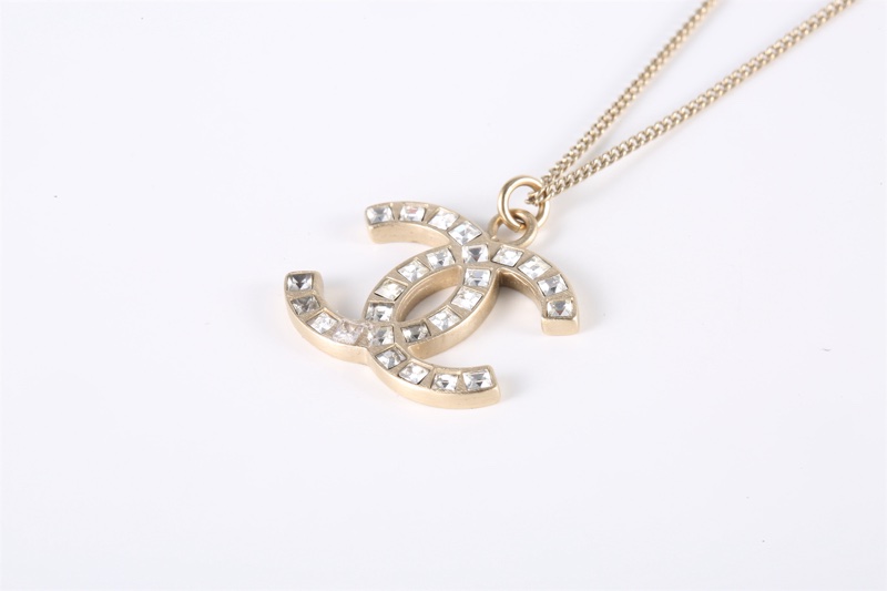 CHANEL(香奈兒) 合金 雙C 方鑽 項鏈-1