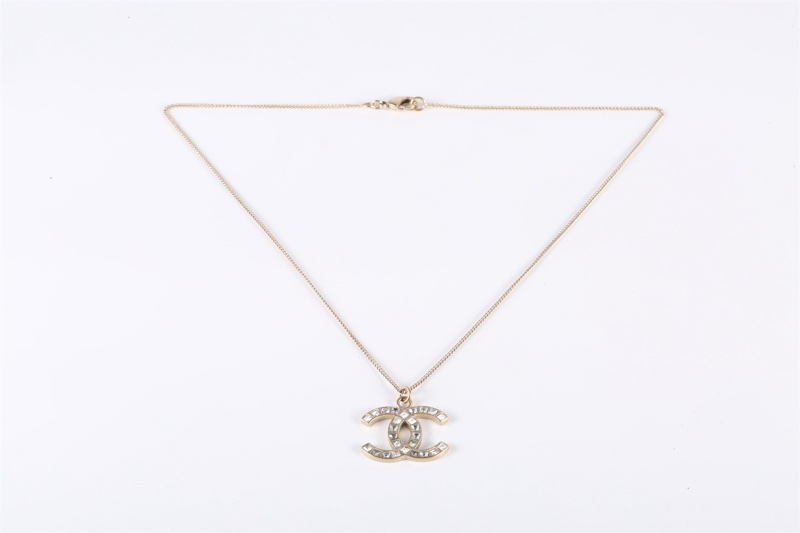 CHANEL(香奈兒) 合金 雙C 方鑽 項鏈-5