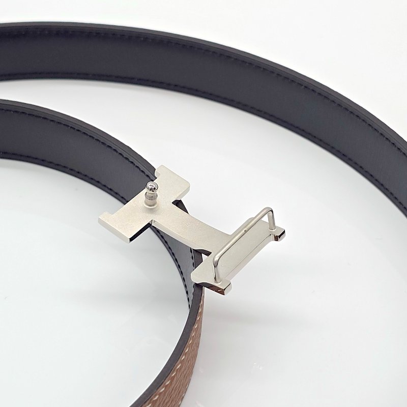 (閒置品♥️購證盒子) HERMES 愛馬仕 Constance Belt 雙面兩用 黑色 棕色 銀扣 80-7