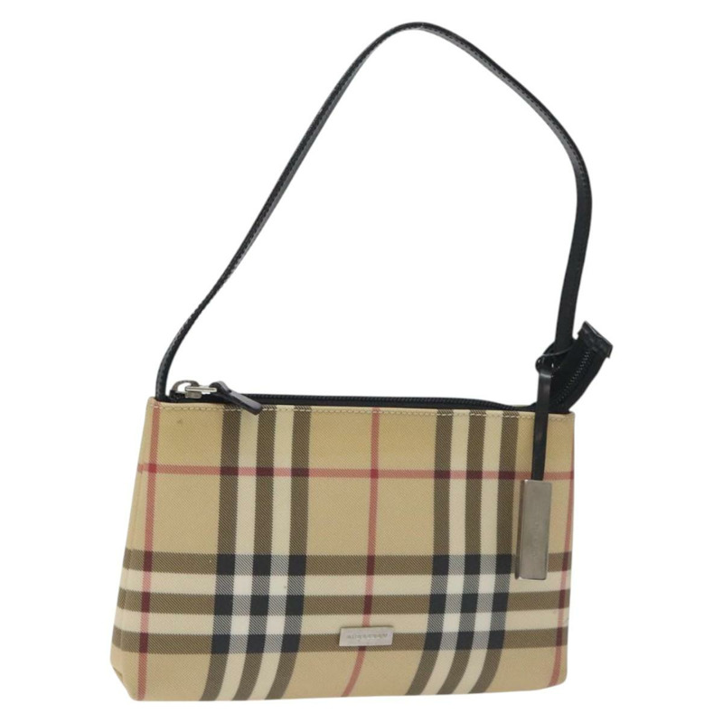 【日本直送】BURBERRY Nova 格紋配件袋 PVC 米色銀色 正品 129325-0