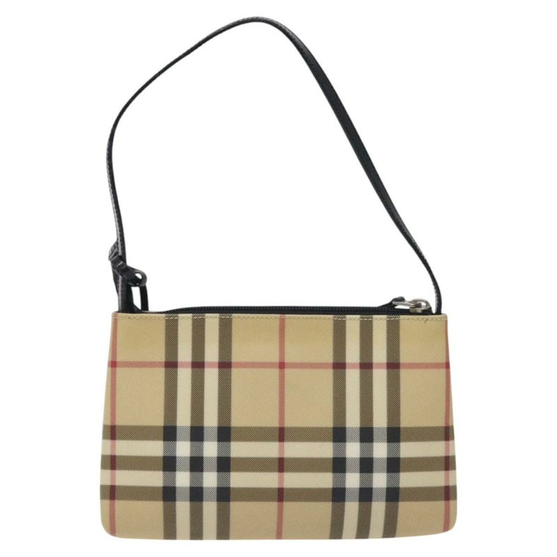 【日本直送】BURBERRY Nova 格紋配件袋 PVC 米色銀色 正品 129325-1