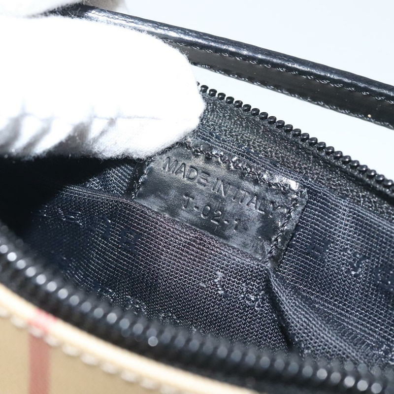 【日本直送】BURBERRY Nova 格紋配件袋 PVC 米色銀色 正品 129325-11