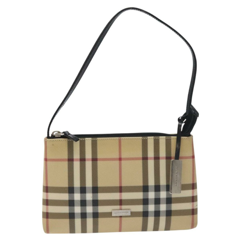 【日本直送】BURBERRY Nova 格紋配件袋 PVC 米色銀色 正品 129325-12