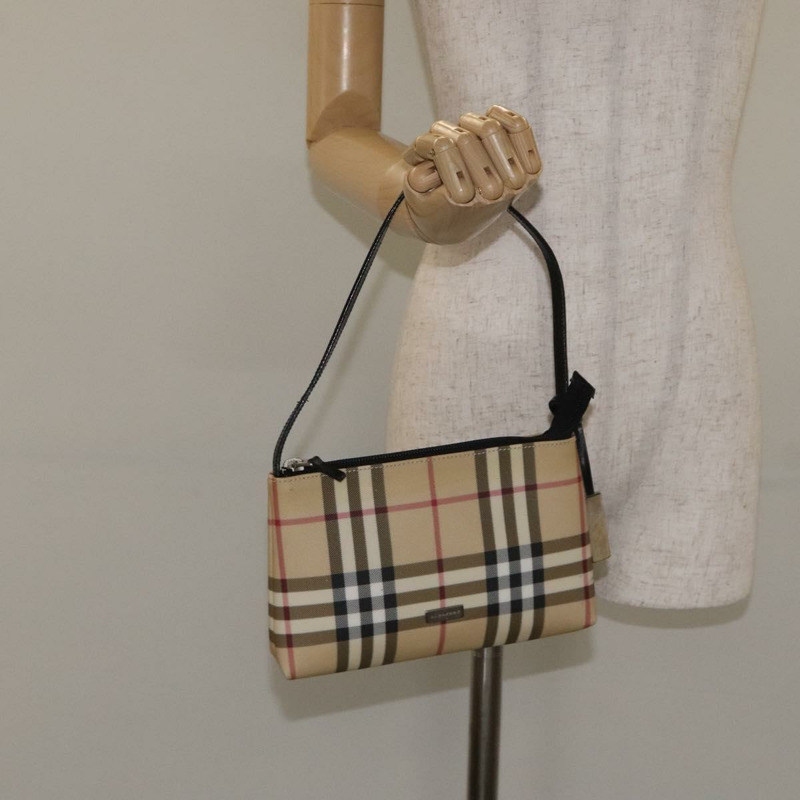 【日本直送】BURBERRY Nova 格紋配件袋 PVC 米色銀色 正品 129325-20