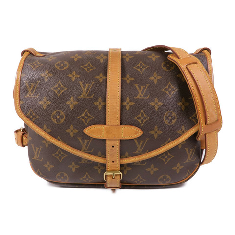 LOUIS VUITTON Monogram Saumur 30金扣肩背袋棕色