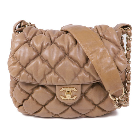CHANEL 牛皮皮革Bubble Quilt Flap Bag金扣鏈帶肩背袋