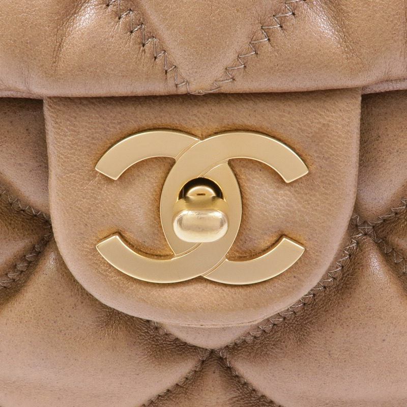 CHANEL 牛皮皮革Bubble Quilt Flap Bag金扣鏈帶肩背袋-9