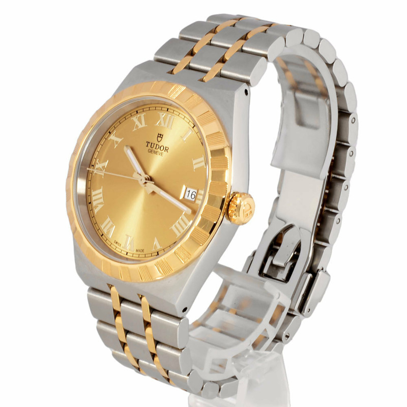 帝舵 TUDOR 28503 Royal Date 腕錶 自動 香檳色錶盤 黃金 SS 組合 男士-1