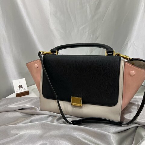 CELINE 粉拚黑Trapaze Bag鞦韆包