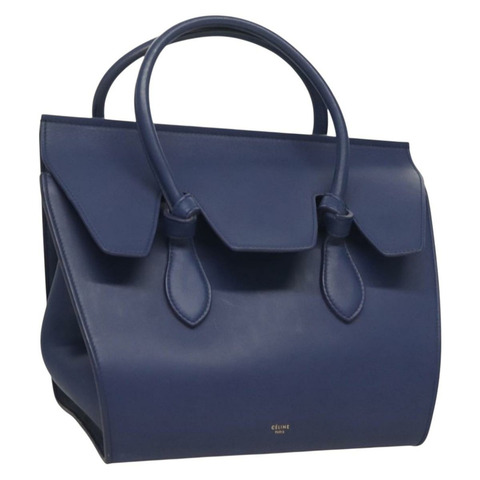CELINE 泰國手提包皮革兩用包海軍藍金色正品 BA2865