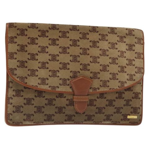 CELINE Macadam 帆布手拿包 米色 正品 127902