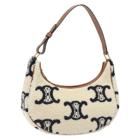 CELINE Triomphe 肩背包 Pile 白色 棕金 正品 BA3688M