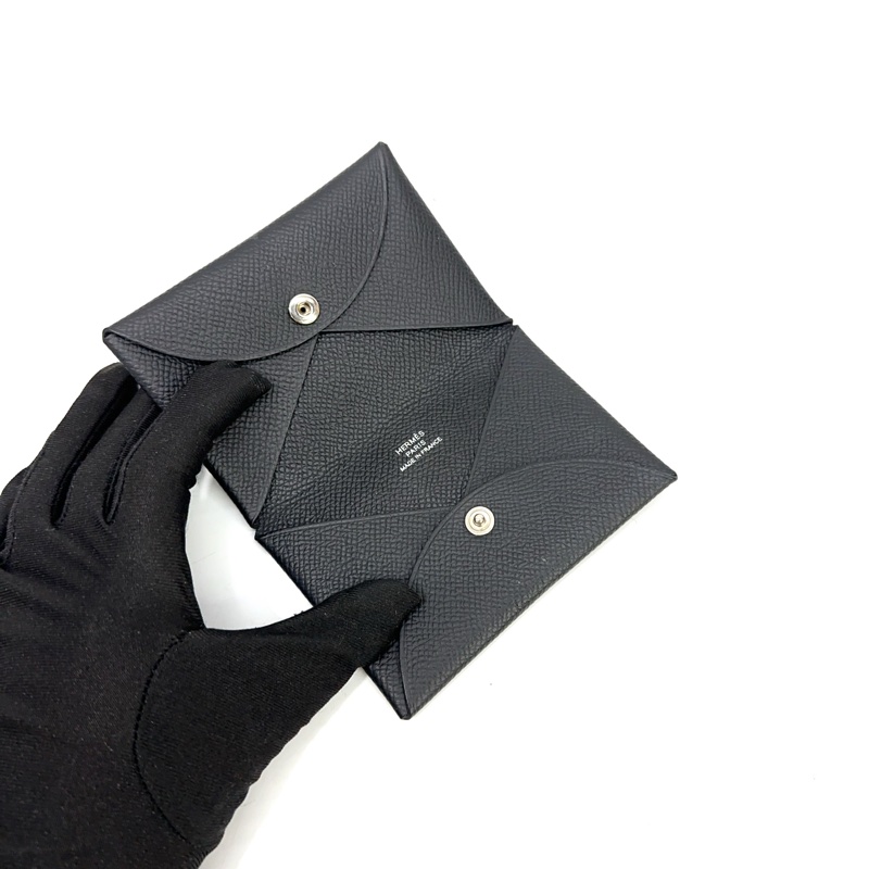 Hermes 89黑Epson 銀釦Calvi 卡夾-5