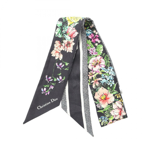 Christian Dior Mitzah 圍巾 24FCO106I606 絲綢 黑色 多色 二手 女士