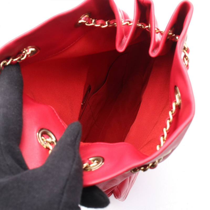 CHANEL Matelasse Cruise Line 鏈條背包 A94417 小羊皮 紅色 二手 GHW-2