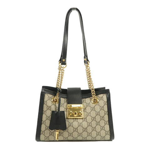GUCCI 塗層帆布Padlock GG Small金扣肩背袋