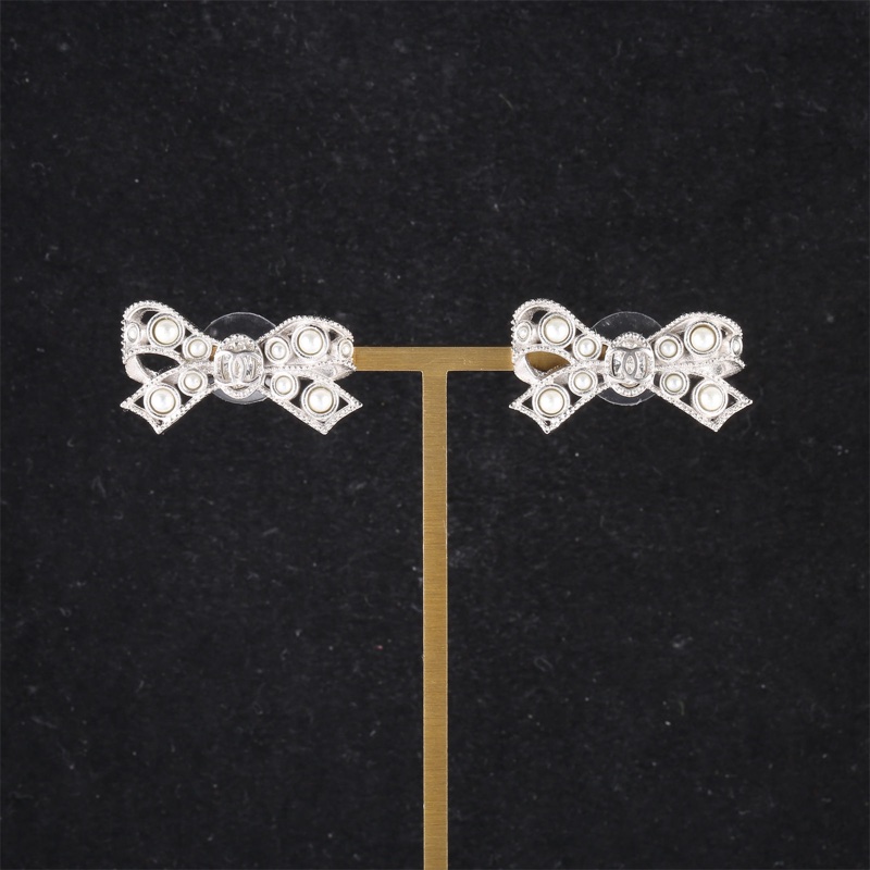 CHANEL(香奈兒) 合金 18A 大小姐珍珠蝴蝶耳環耳釘-0