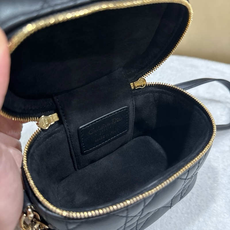 Lady Dior 微型化妝包 黑色 Cannage 籐格紋羊皮-3