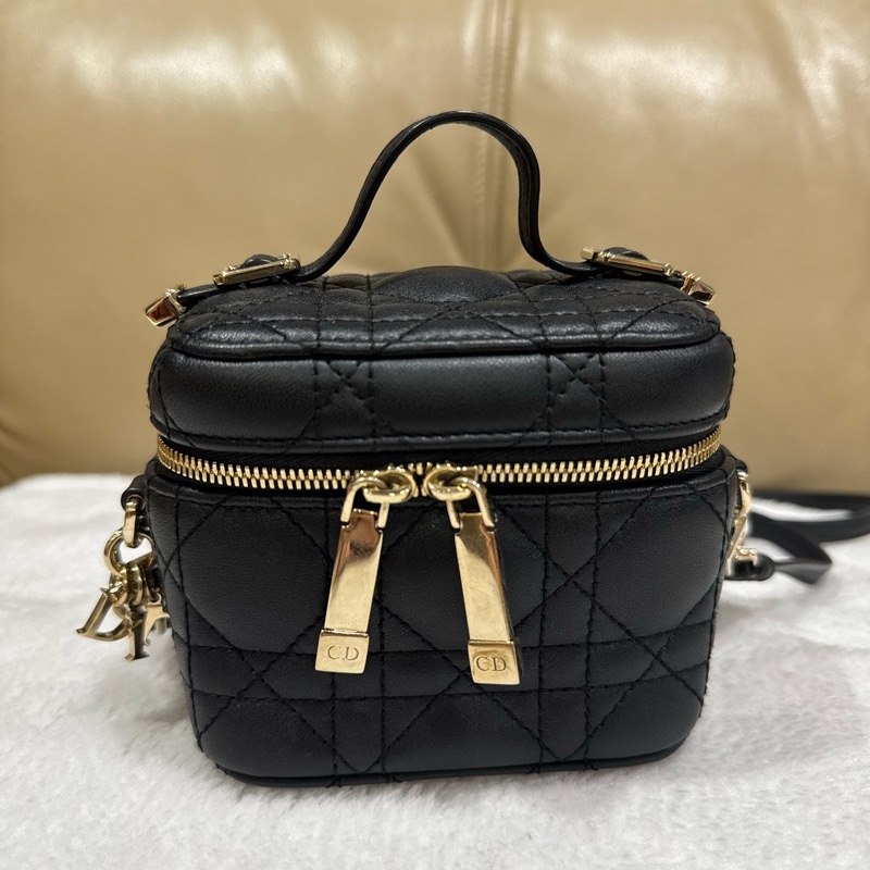 Lady Dior 微型化妝包 黑色 Cannage 籐格紋羊皮-6
