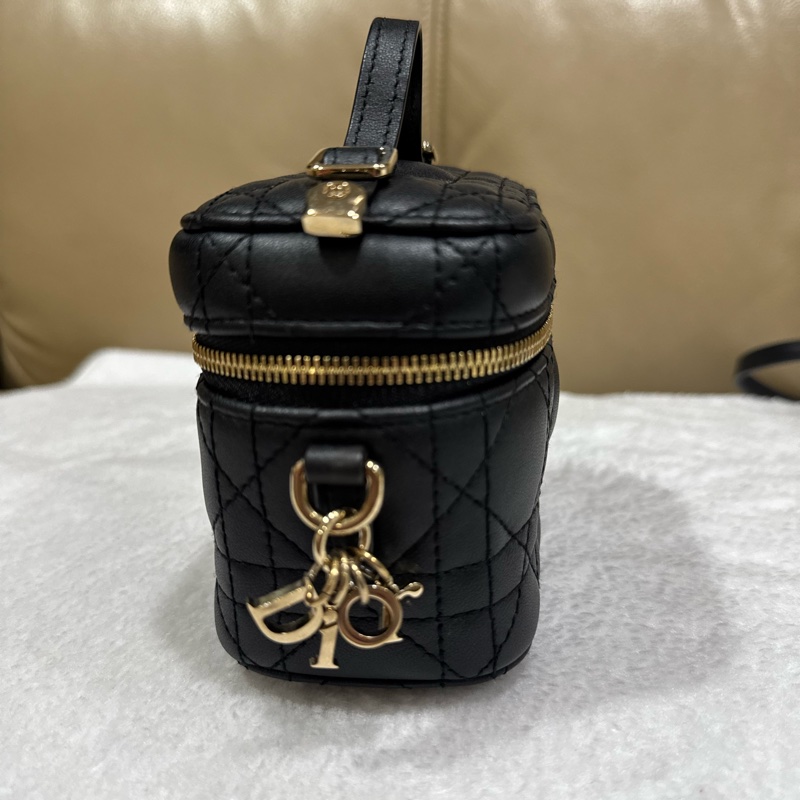 Lady Dior 微型化妝包 黑色 Cannage 籐格紋羊皮-11