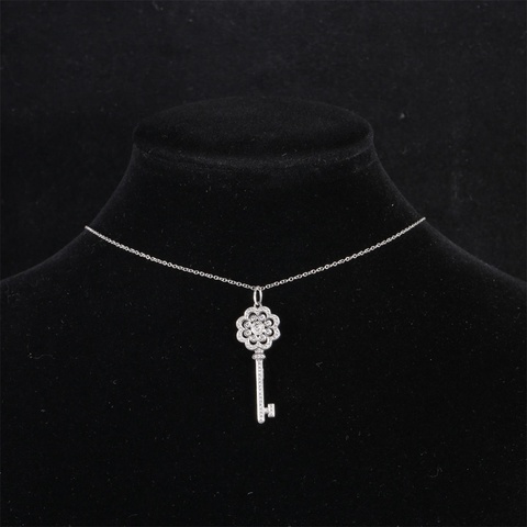 TIFFANY&CO(蒂芙尼) 鑽石 pt950 太陽花 滿鑽鑰匙項鏈 小號