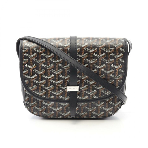 GOYARD Belvedere PM 肩背包斜背包 PVC 塗層帆布皮革黑色二手