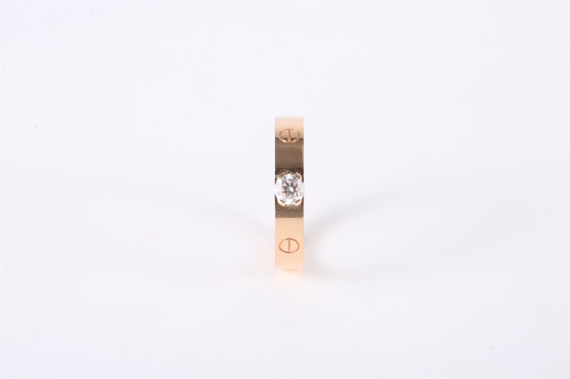 CARTIER(卡地亞) 18K玫瑰金 鑽石 玫瑰金 love 單鑽0.26ct 戒指 18K-1