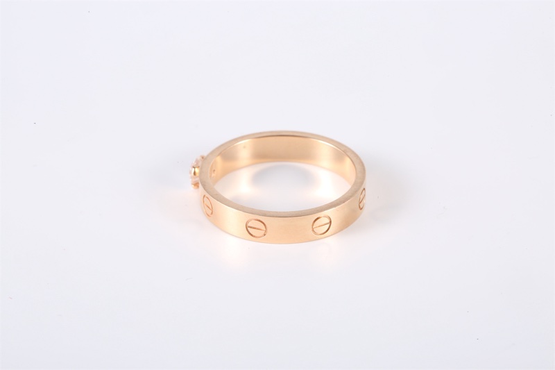 CARTIER(卡地亞) 18K玫瑰金 鑽石 玫瑰金 love 單鑽0.26ct 戒指 18K-4