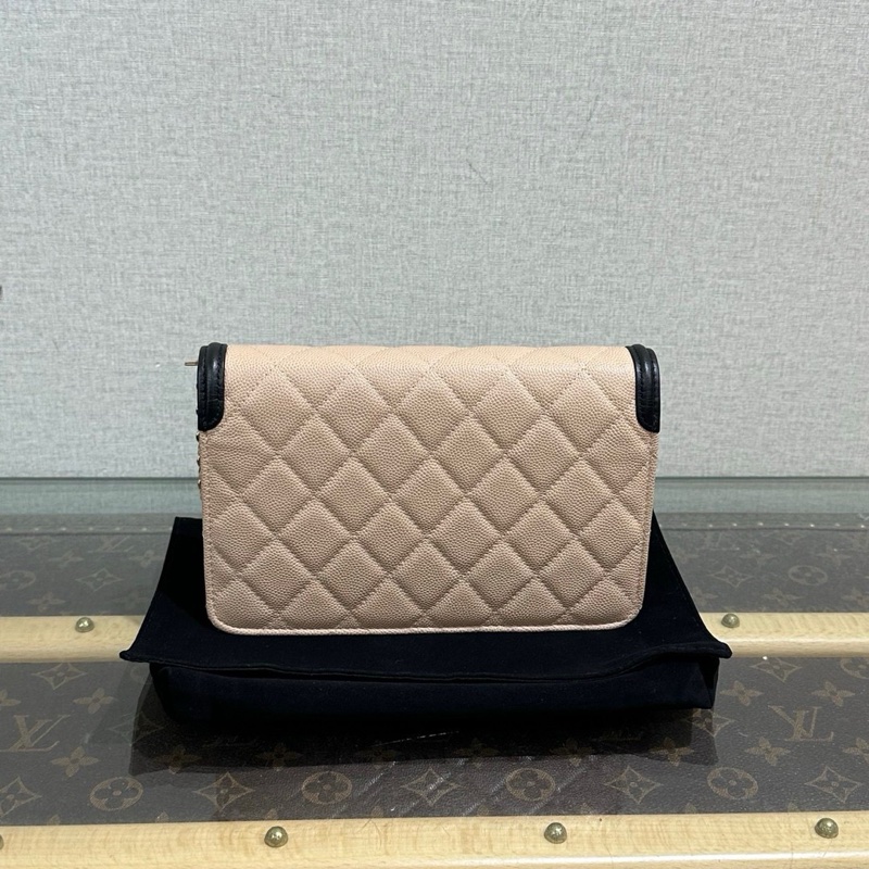 限量售出🆕Chanel奶茶色黑框vanity雙C logo斜挎單肩鏈條包😍-6