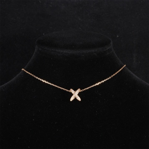 CHAUMET(尚美巴黎) Juxe De Liens 歡緣 豎版大叉項鏈 滿鑽 18K玫瑰金/鑽石 項鏈 玫瑰金 18K