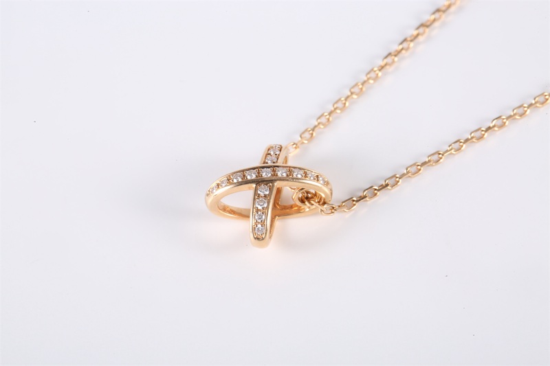 CHAUMET(尚美巴黎) Juxe De Liens 歡緣 豎版大叉項鏈 滿鑽 18K玫瑰金/鑽石 項鏈 玫瑰金 18K-1