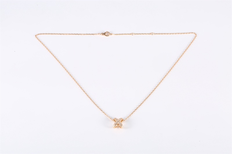 CHAUMET(尚美巴黎) Juxe De Liens 歡緣 豎版大叉項鏈 滿鑽 18K玫瑰金/鑽石 項鏈 玫瑰金 18K-5