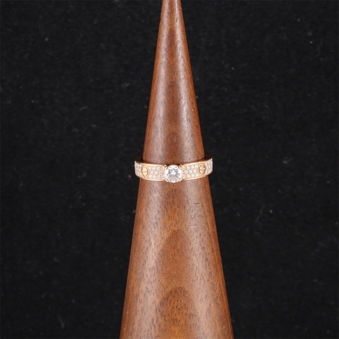 CARTIER(卡地亞) 18K玫瑰金 鑽石 玫瑰金 LOVE 18K金滿鑽 三排鑽 滿天星 單鑽 窄版戒指 30分鑽 18K