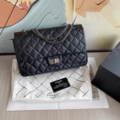 CHANEL 經典2.55 大號 黑銀 復古鏈