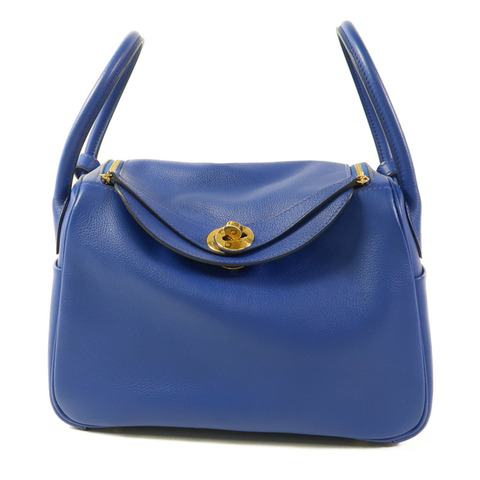 HERMES Evercolor皮革Lindy 26金扣手挽肩背兩用袋Bleu Royal