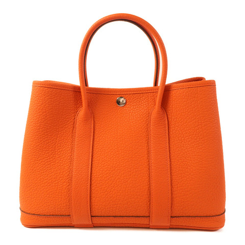 HERMES Negonda皮革Garden Party TPM銀扣手挽袋Feu
